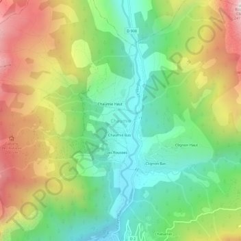 Chaumie地形图、海拔、地势