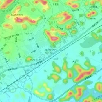 青苑村马军屯组地形图、海拔、地势