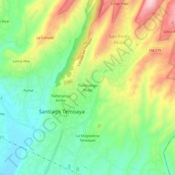 Tlaltenango Abajo地形图、海拔、地势