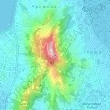 Morro da Cruz地形图、海拔、地势