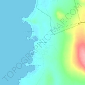 Jacobsbaai地形图、海拔、地势