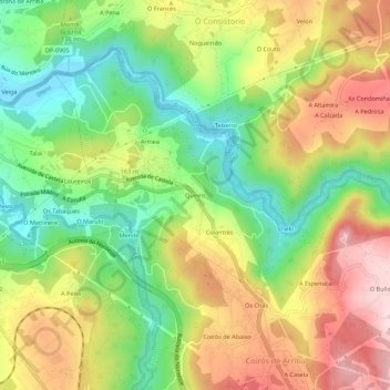Queirís地形图、海拔、地势