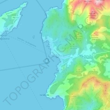 Sant Elm地形图、海拔、地势