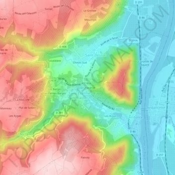 Le Chavanat地形图、海拔、地势