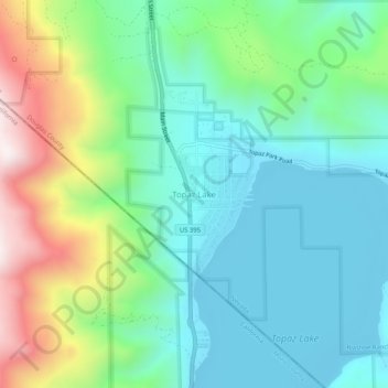 Topaz Lake地形图、海拔、地势