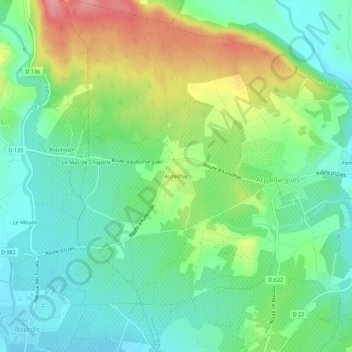 Aureilhac地形图、海拔、地势