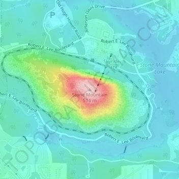 Stone Mountain地形图、海拔、地势