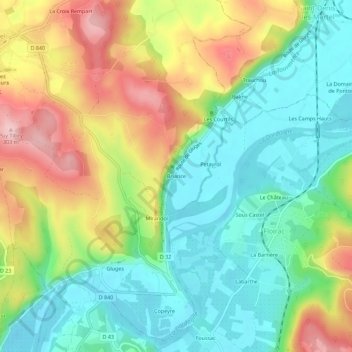 Briance地形图、海拔、地势