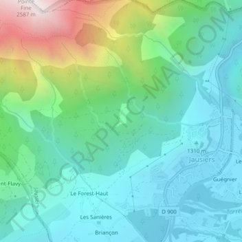 Chanenc地形图、海拔、地势
