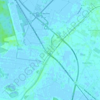 Migliarino Pisano地形图、海拔、地势