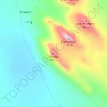 Pankop地形图、海拔、地势