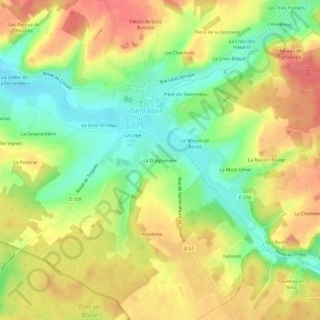 La Dragonnière地形图、海拔、地势