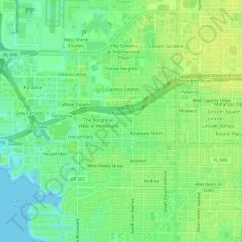 Hanan Estates地形图、海拔、地势