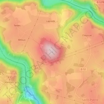 Puy de Teldes地形图、海拔、地势