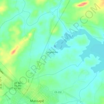 Salgadinho地形图、海拔、地势