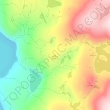 Mannen地形图、海拔、地势