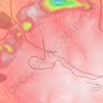 Chingola地形图、海拔、地势
