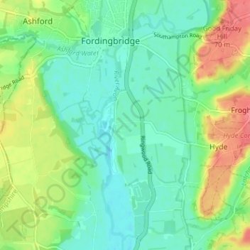 Bickton地形图、海拔、地势