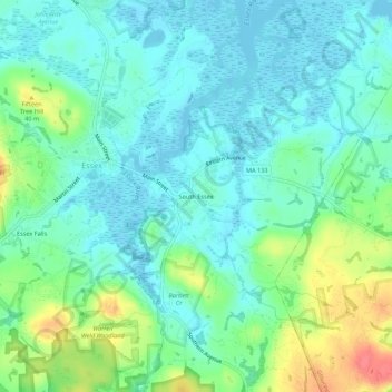 South Essex地形图、海拔、地势