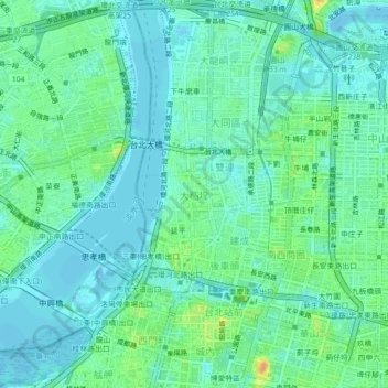 大稻埕地形图、海拔、地势