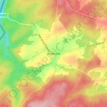 Willerzie地形图、海拔、地势