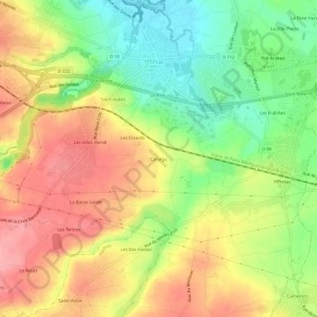 Carjégu地形图、海拔、地势