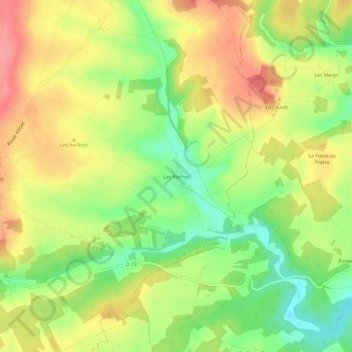 Les Roches地形图、海拔、地势