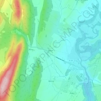Thuron地形图、海拔、地势