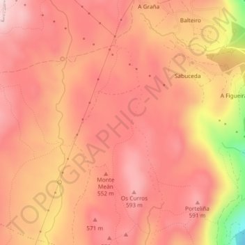 Agro do Muíño地形图、海拔、地势
