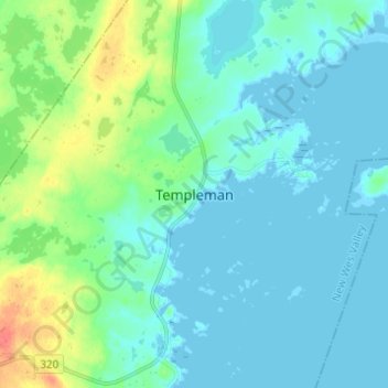 Templeman地形图、海拔、地势