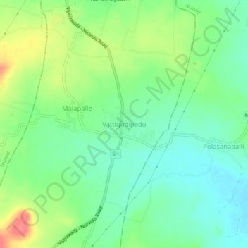 Vattigudipadu地形图、海拔、地势