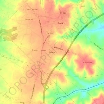 Copeiro地形图、海拔、地势