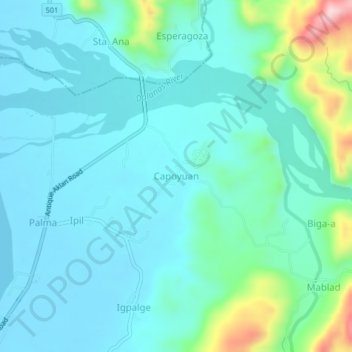 Capoyuan地形图、海拔、地势