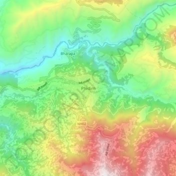Phidim地形图、海拔、地势