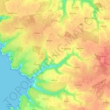 Keroyan地形图、海拔、地势