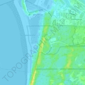 IJmuiderslag地形图、海拔、地势