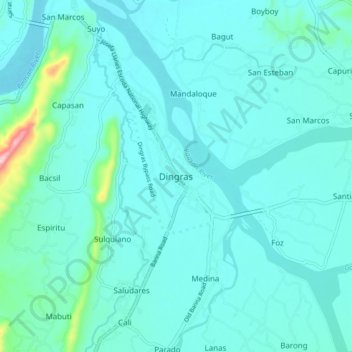 Dingras地形图、海拔、地势