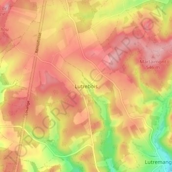 Lutrebois地形图、海拔、地势