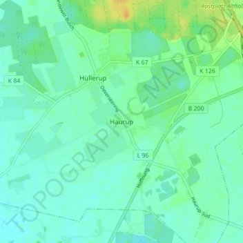 Haurup地形图、海拔、地势