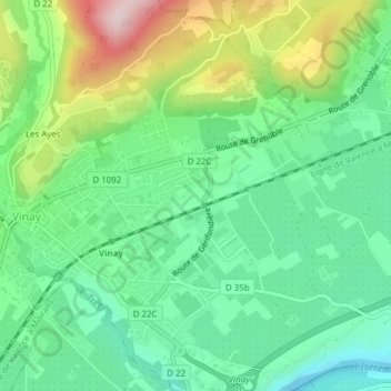 Les Levées地形图、海拔、地势