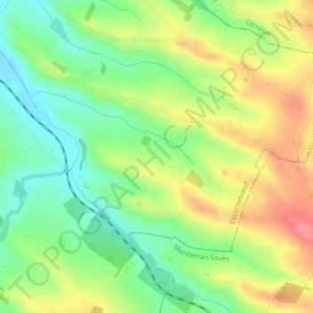Le Cazalas地形图、海拔、地势