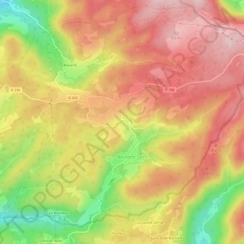 La Bachetey地形图、海拔、地势