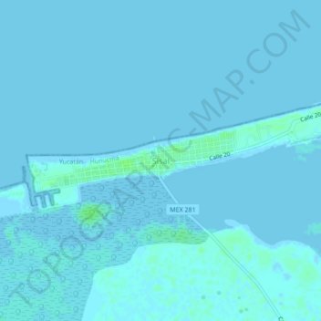 Sisal地形图、海拔、地势