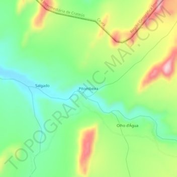 Pitombeira地形图、海拔、地势
