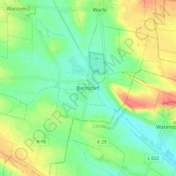 Barnstorf地形图、海拔、地势