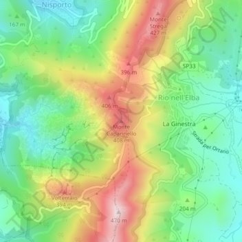 Monte Capannello地形图、海拔、地势