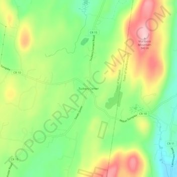 Tuckers Corner地形图、海拔、地势