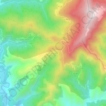 Les Falguières地形图、海拔、地势