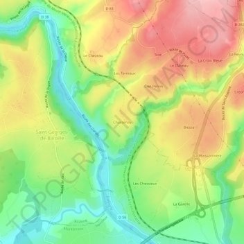 Chassenay地形图、海拔、地势