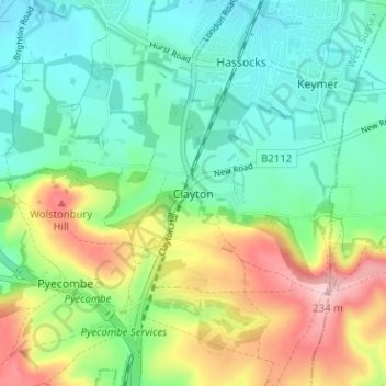 Clayton地形图、海拔、地势